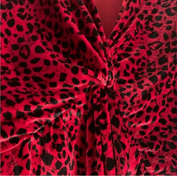 Flounce via ASOS Red Velvet Knot Dress. - Picture 2 of 5